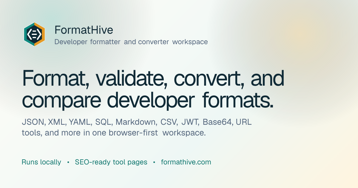 Format, validate, convert, and compare developer formats from one ...